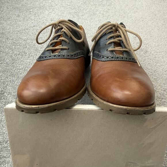 Clarks Shoes Mens Size 9 Brown Two Tone Leather Saddle Oxford Lace Up Casual - Picture 11 of 12
